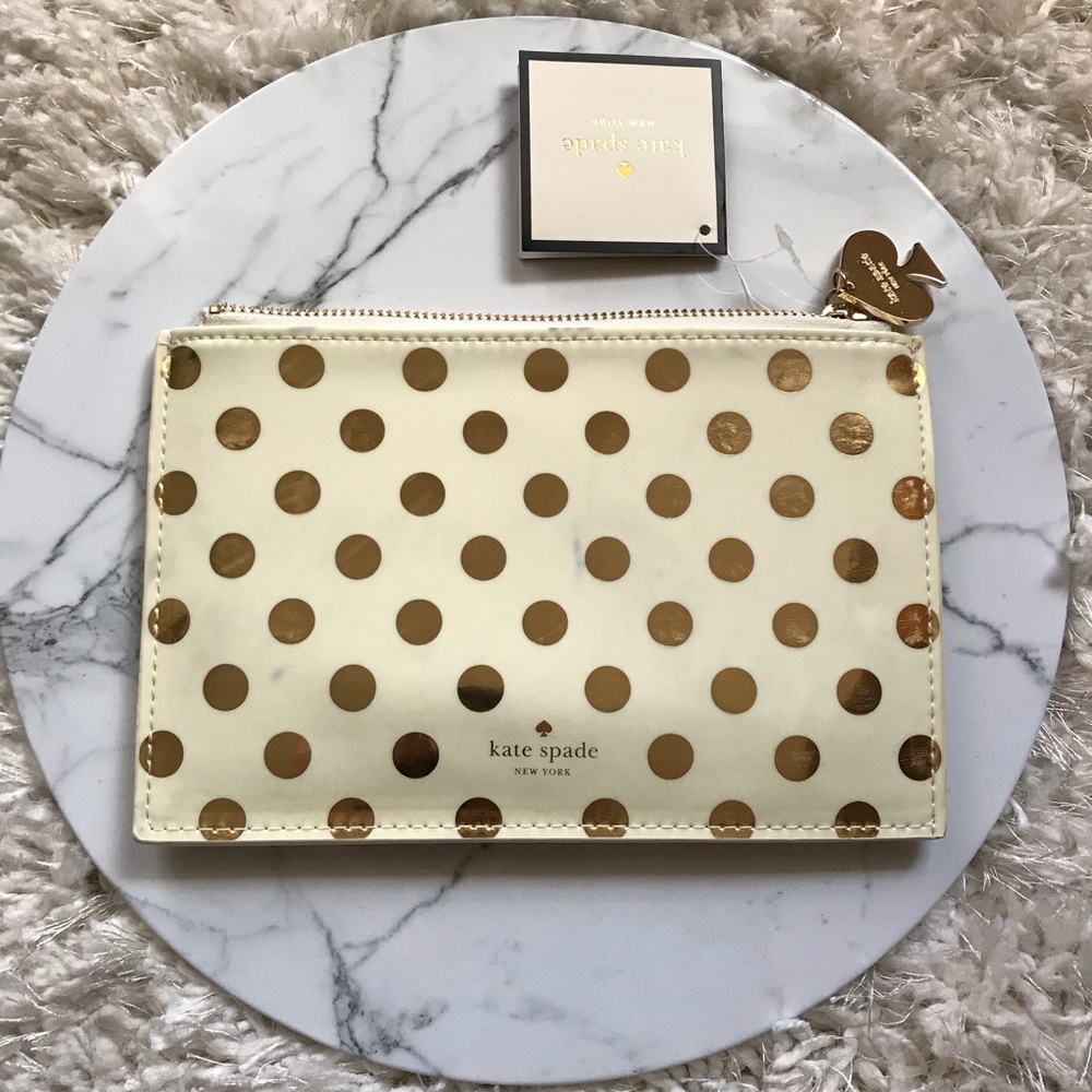 NEW kate spade gold dots pencil pouch